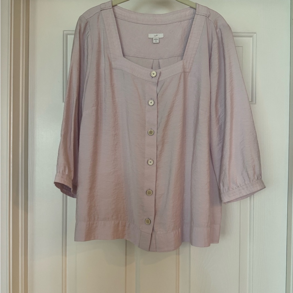 J. Jill Lavendar Button Down Square Neck Blouse